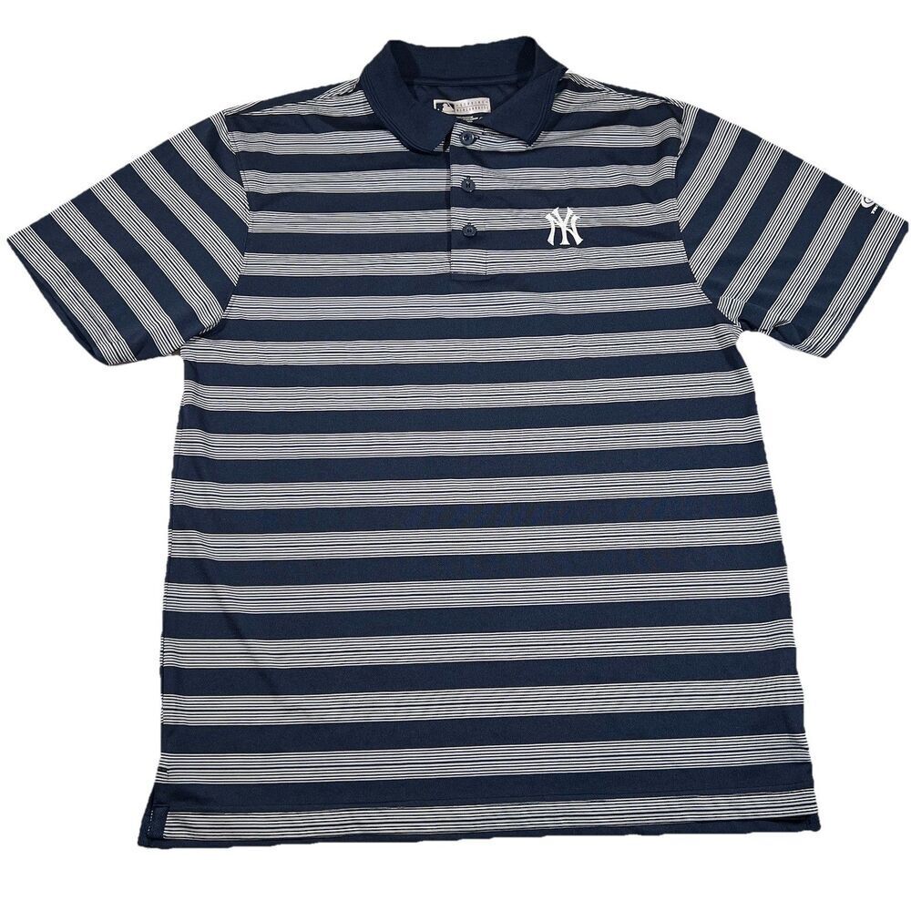New York Yankees True Fan Genuine Merchandise Striped Polo Shirt Men's Large